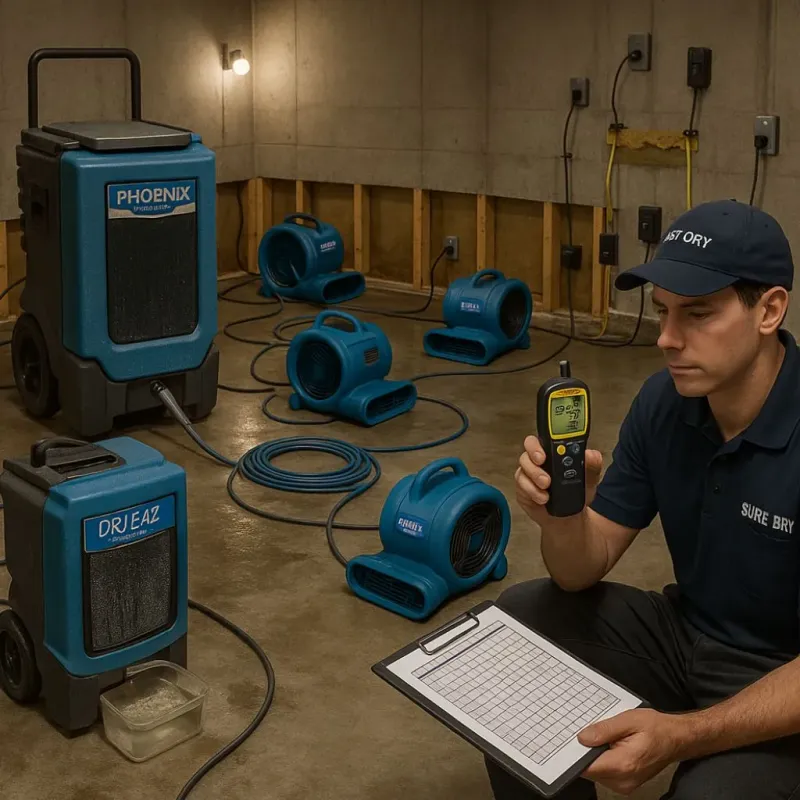 Structural Drying and Dehumidification process in East Merrimack, NH